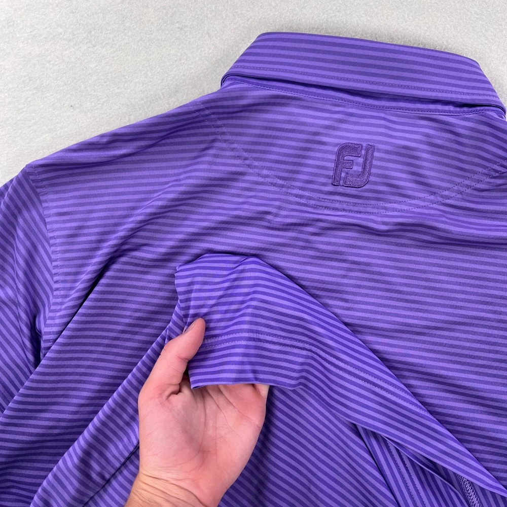 [Lot of 2] Mens FootJoy ProDry Golf Polo Shirt Purple Red White Striped Size L - Picture 15 of 16